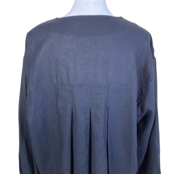 Zara Sz M Twee Chunky Button Front Short Swing Jacket Blazer Linen Blend Black - Picture 7 of 16